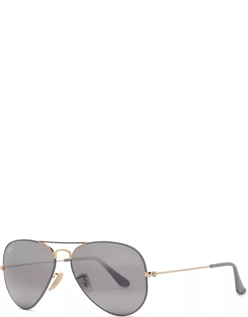 Ray-Ban Matte Grey Aviator-style Sunglasses, Sunglasses, Mirror Lense