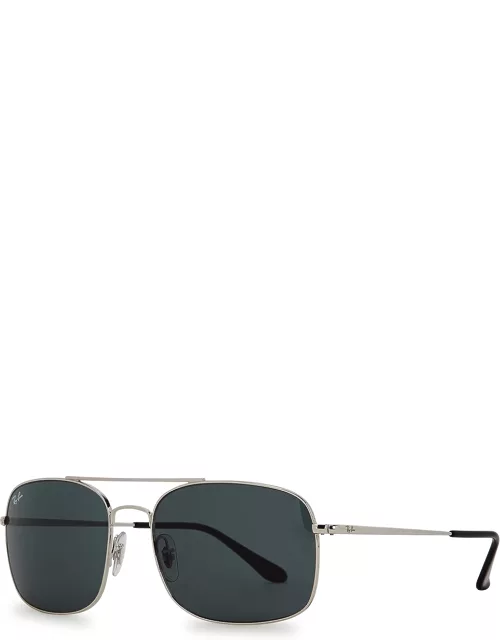 Ray-Ban Silver-tone Aviator-style Sunglasses, Sunglasses, Blue Lense
