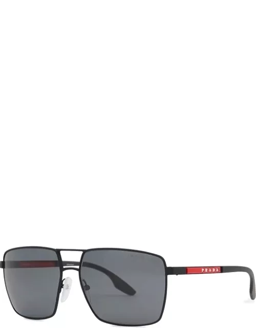 Prada Linea Rossa Black Square-frame Sunglasse