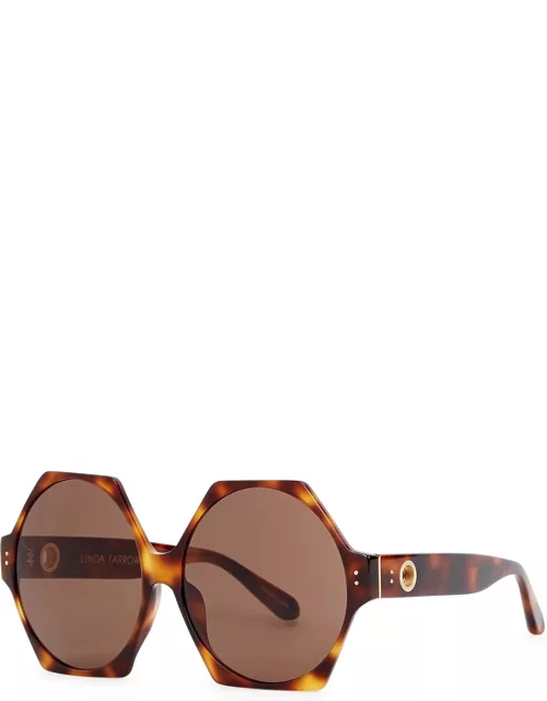 Linda Farrow Luxe Bora Hexagon-frame Sunglasses - Brown