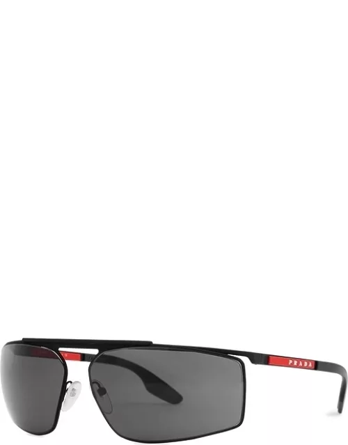 Prada Linea Rossa Black Rectangle-frame Sunglasse