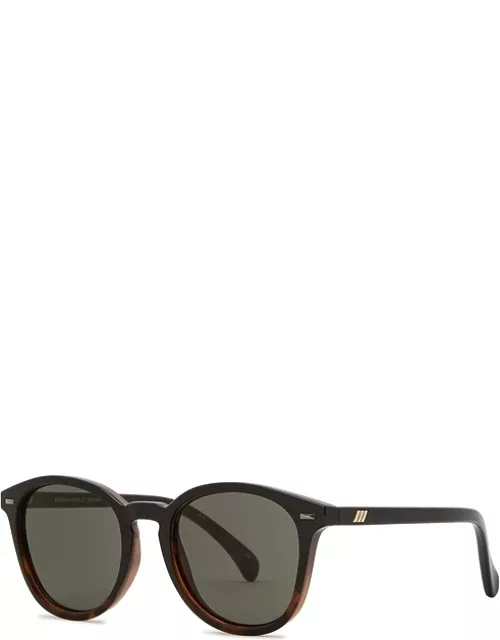 Le Specs Bandwagon Black Oval-frame Sunglasses - Brown