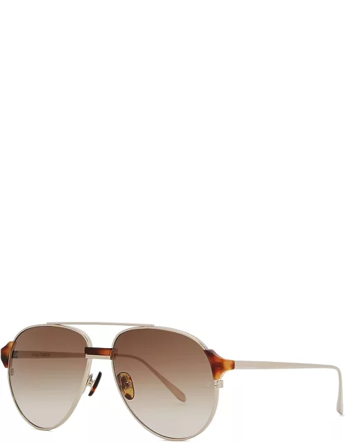 Linda Farrow Luxe Brooks Aviator-style Sunglasses - Tortoise