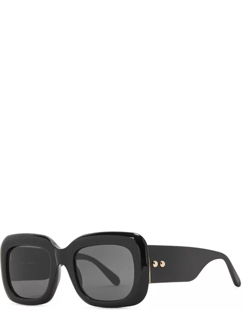 Linda Farrow Luxe Black Square-frame Sunglasse