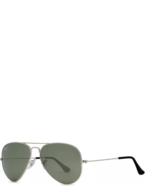 Ray-Ban Silver-tone Aviator Sunglasses, Sunglasses, Mirrored Lense