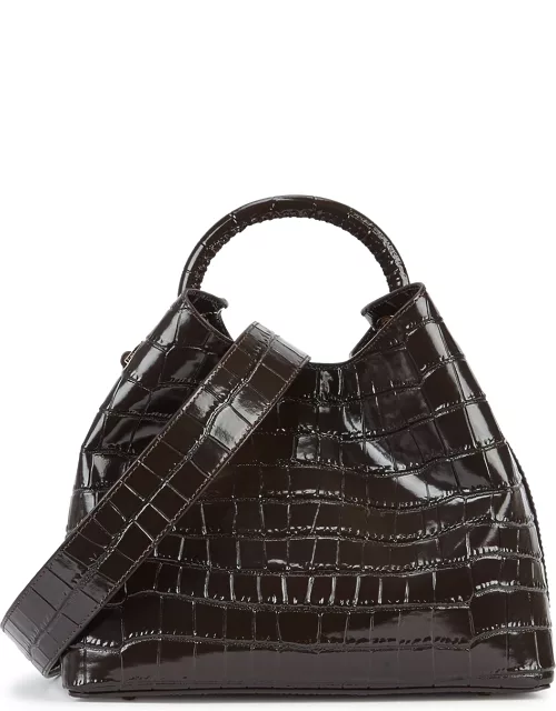 Elleme Raisin Brown Crocodile-effect Leather Top Handle Bag - Dark Brown