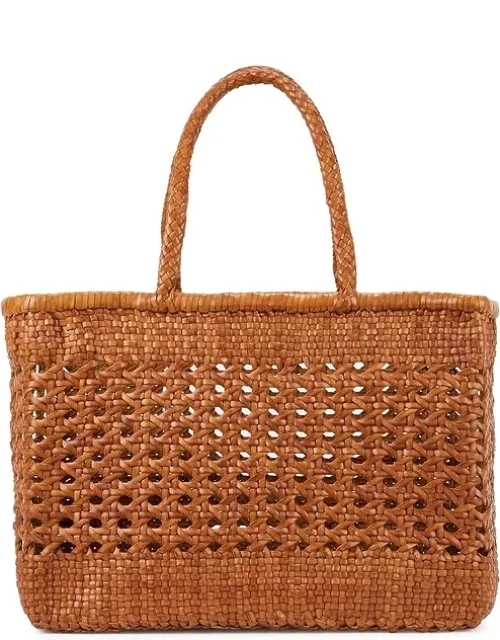 Dragon Diffusion Cannage Max Brown Woven Leather Tote - Tan