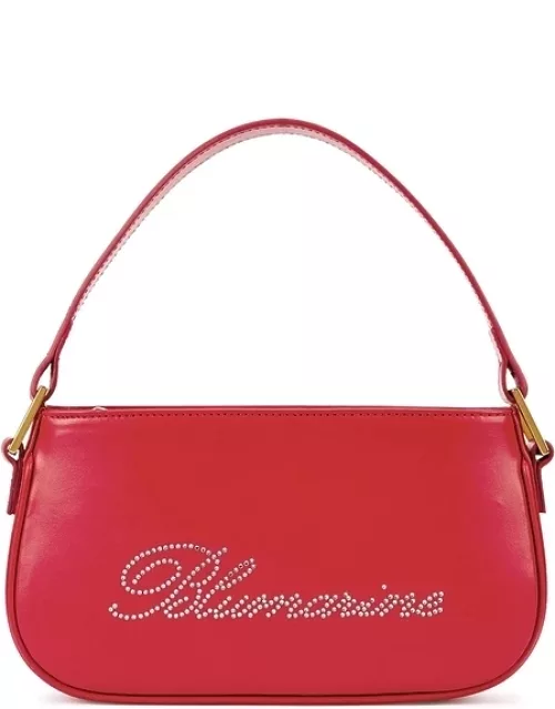 Blumarine Red Embellished Leather Top Handle Bag