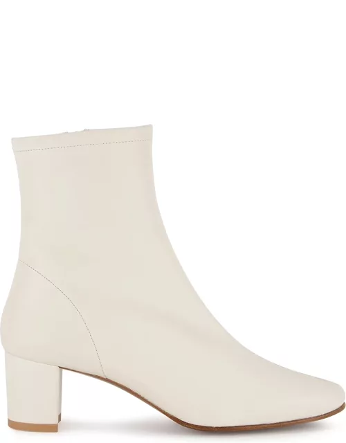 BY FAR Sofia 65 Off-white Leather Ankle Boots