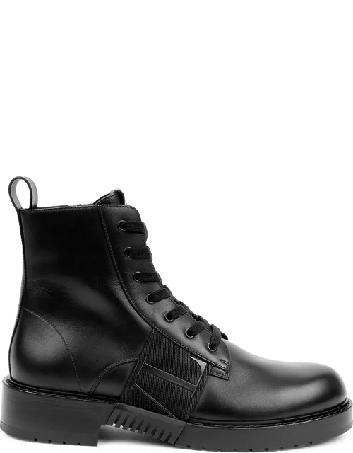 Valentino Vltn Black Leather Combat Boots