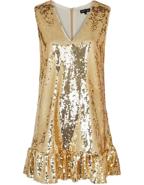 Sister Jane Glitterball Sequin-embellished Mini Dress - Gold - 14 (UK14 / L)