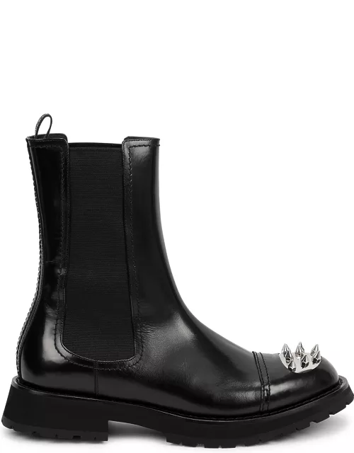 Alexander McQueen Black Stud-embellished Leather Chelsea Boots