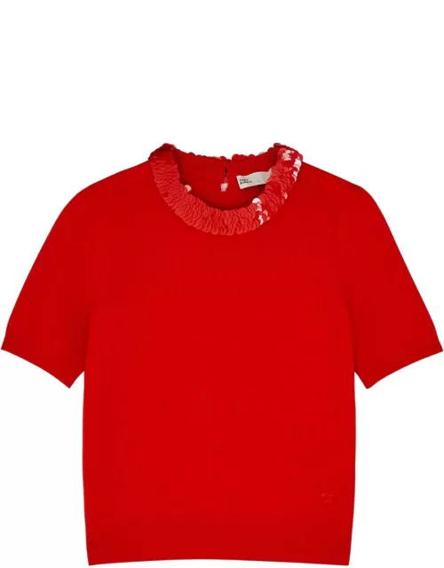 Tory Burch Sequin-embellished Wool-blend top - Red - XS (UK6 / XS)