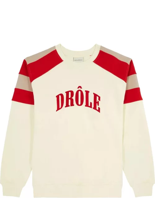 DRÔLE DE Monsieur Drôle Sport Striped Cotton Sweatshirt - Cream