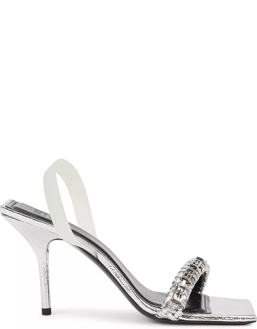 Givenchy 90 Silver Leather Slingback Sandals