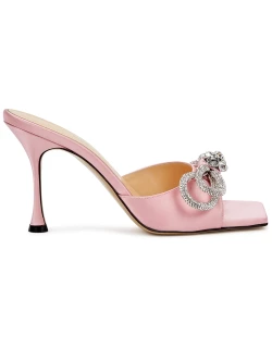 Mach & Mach Double Bow 95 Pink Satin Mules - 4