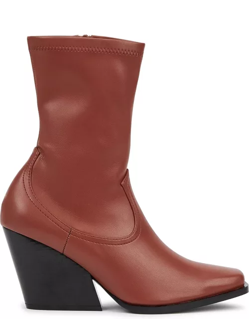 Stella McCartney 90 Red Faux Leather Ankle Boots - Brown