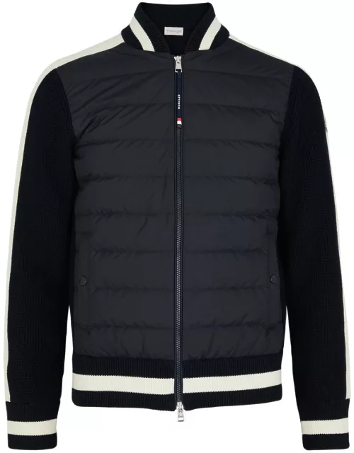 Moncler Quilted Shell and Knitted Cardigan - Navy