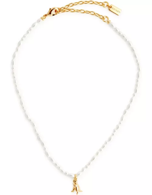 Coach Rexy Glass Pearl Necklace
