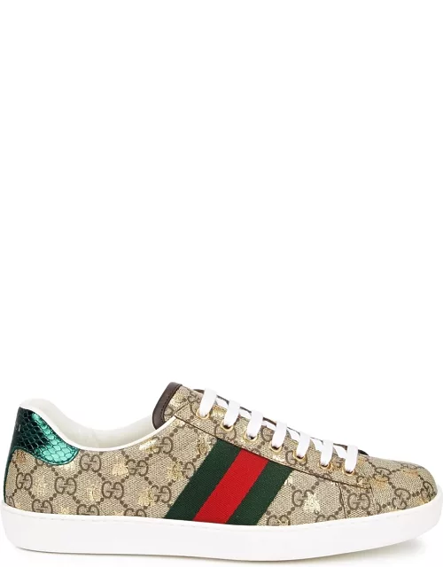 Gucci Ace GG Supreme Bee-print Monogrammed Sneakers - Beige
