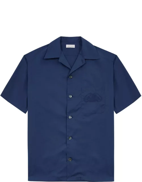Alexander Mcqueen Seal Logo-embroidered Cotton Poplin Shirt - Navy - 42 (C16.5 / XL)