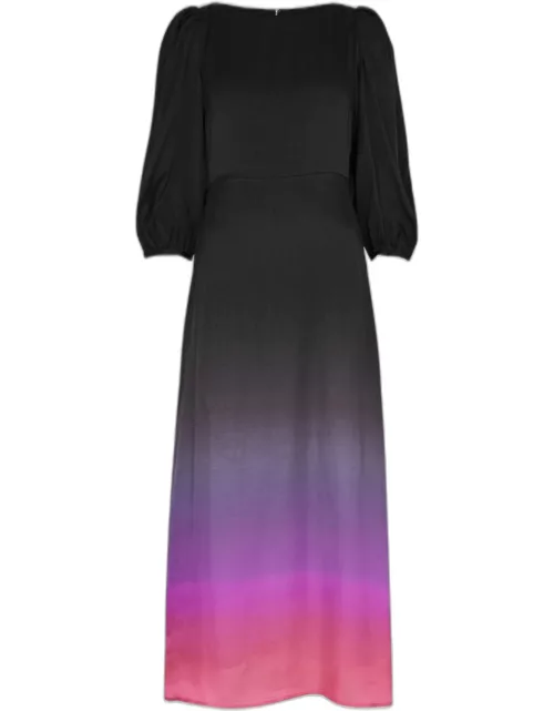 Olivia Rubin Lara Ombré Satin Midi Dress - Black - 14 (UK14 / L)