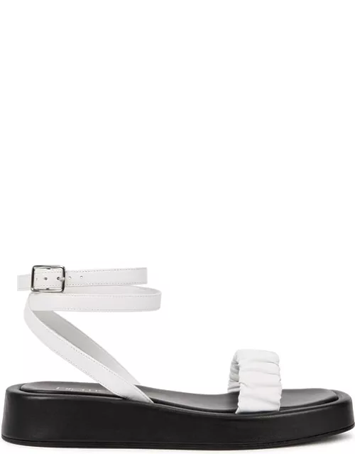 Elleme Chouchou White Leather Flatform Sandals - Black And White