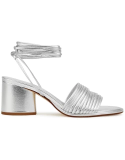 Aeyde Natania 65 Silver Lace-up Leather Sandals