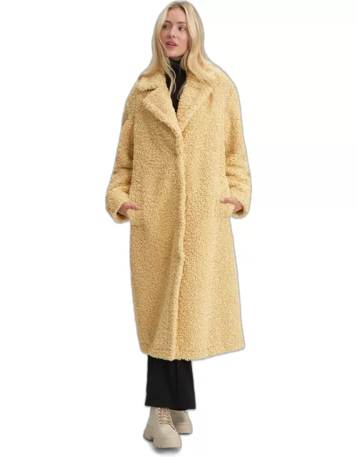 Franny Women&#39;s Tailored Collar Single Breasted Sherpa Coat