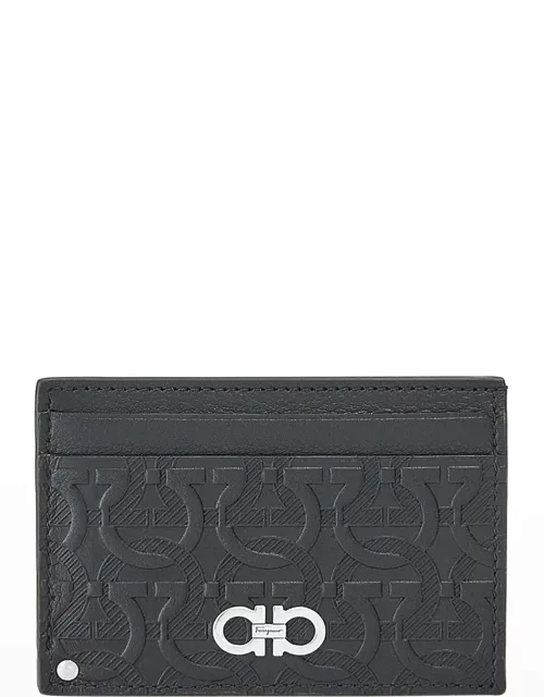 Men's Travel Gancini-Embossed Leather Swivel Card Case