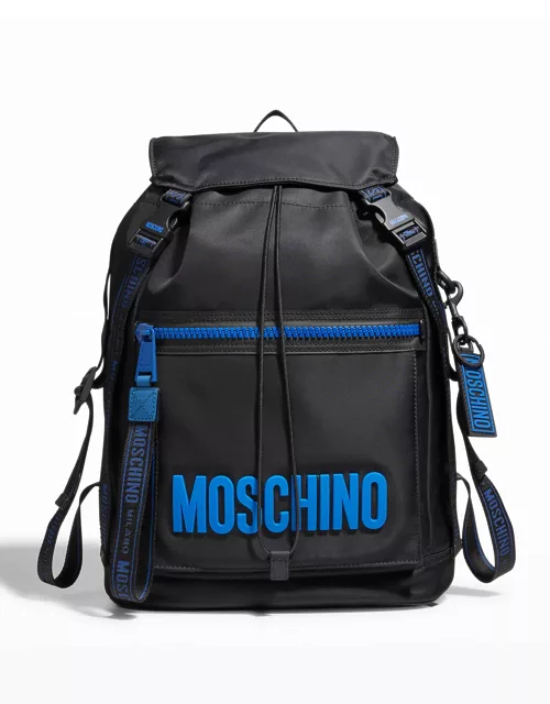 Men's Moschino Recycled Nylon Logo Backpack