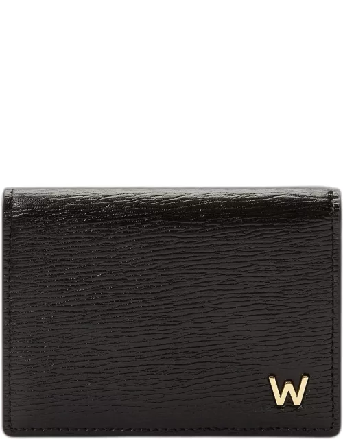 Men's W-Plaqué Recycled Leather Bifold Card Case