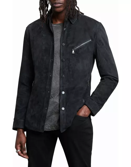 Men's Snap-Front Suede Shirt Jacket