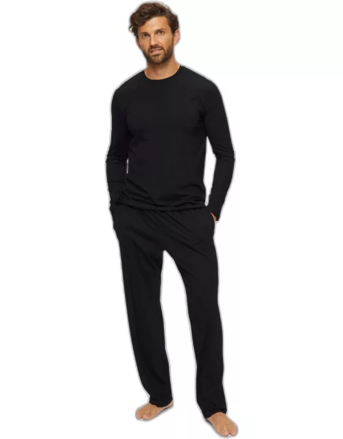 Derek Rose Men's Lounge Trousers Basel Micro Modal Stretch Black