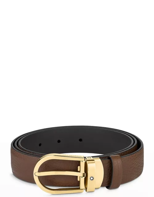 Men's Horseshoe Buckle Leather Belt, 30m