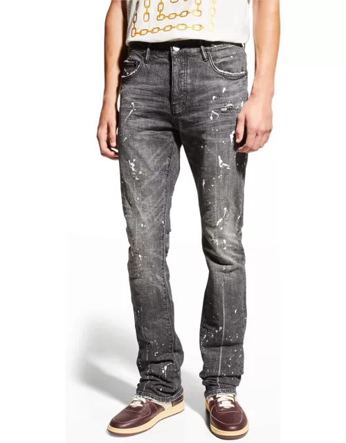 Men's Straight-Leg Jeans with Paint Splatter