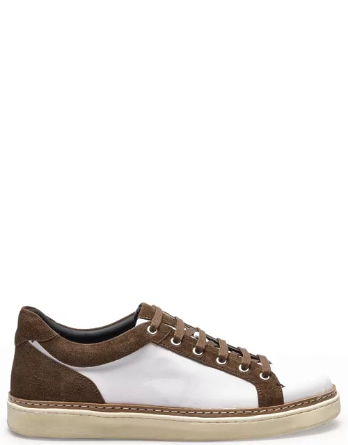 Men's Binetto Mix-Leather Low-Top Sneaker