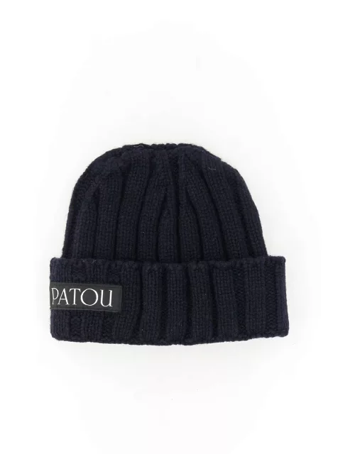 patou hat with logo patch
