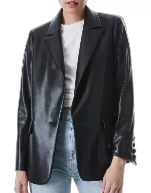 Denny Vegan Leather Tailored Blazer