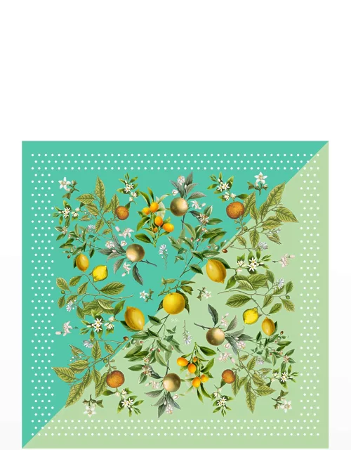 Patina Lemon & Orange-Print Satin Scarf