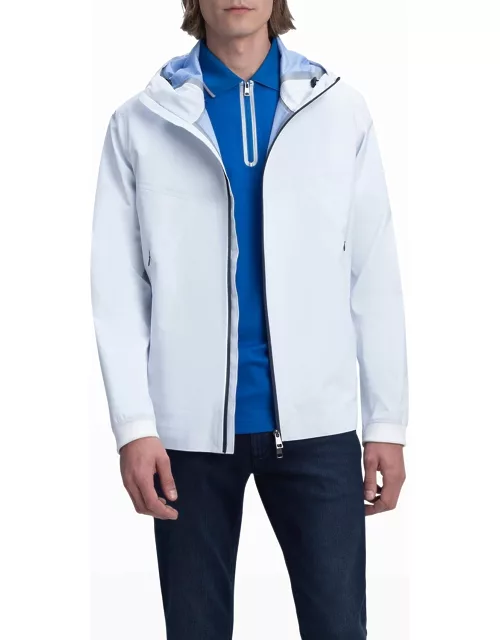 Men's Water-Resistant Bomber Jacket w/ Attached Hood