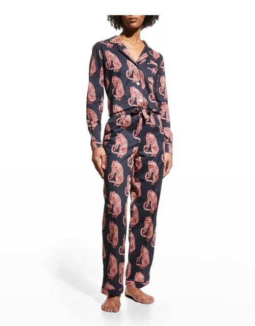 Tiger-Print Cotton Pajama Set