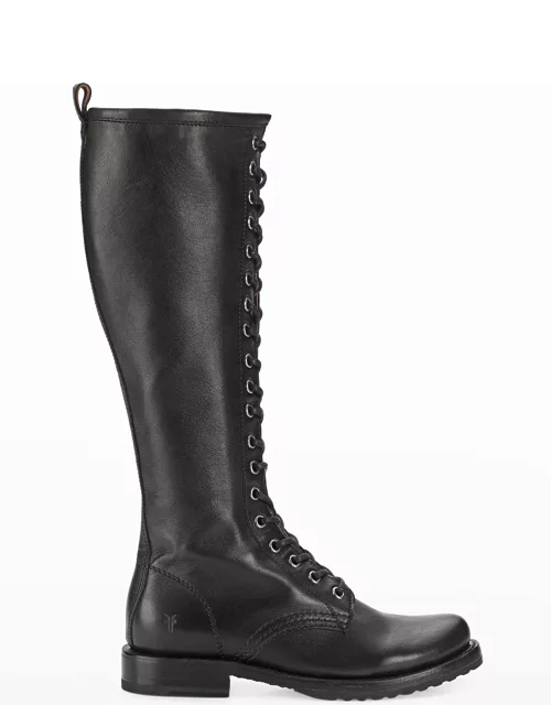 Veronica Leather Tall Combat Boot