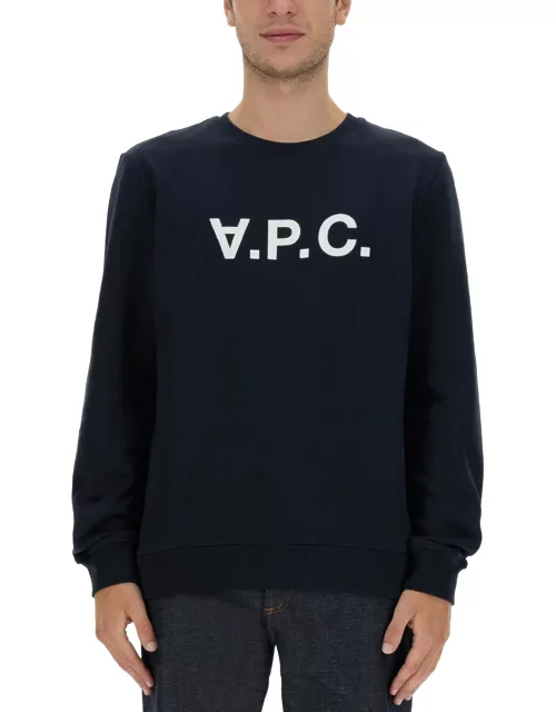 a.p.c. flocked logo print crewneck sweatshirt