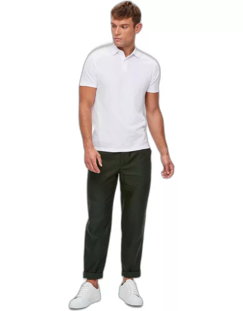 Derek Rose Men's Polo Shirt Ramsay Pique Cotton Tencel White