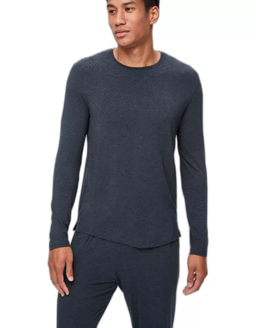 Derek Rose Men's Long Sleeve T-Shirt Marlowe Micro Modal Stretch Anthracite