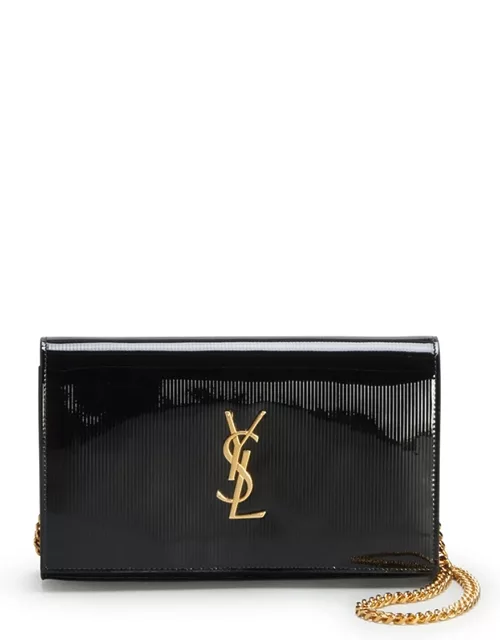 Kate Medium YSL Wallet on Chain in Ribbed Leather