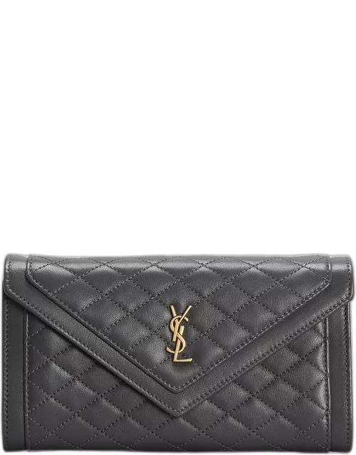 Gaby Large YSL Flap Wallet in Quilted Smooth Leather