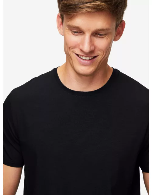 Derek Rose Men's T-Shirt Basel Micro Modal Stretch Black