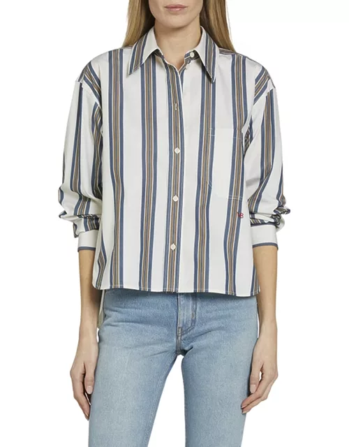 Striped Long-Sleeve Crop Shirt